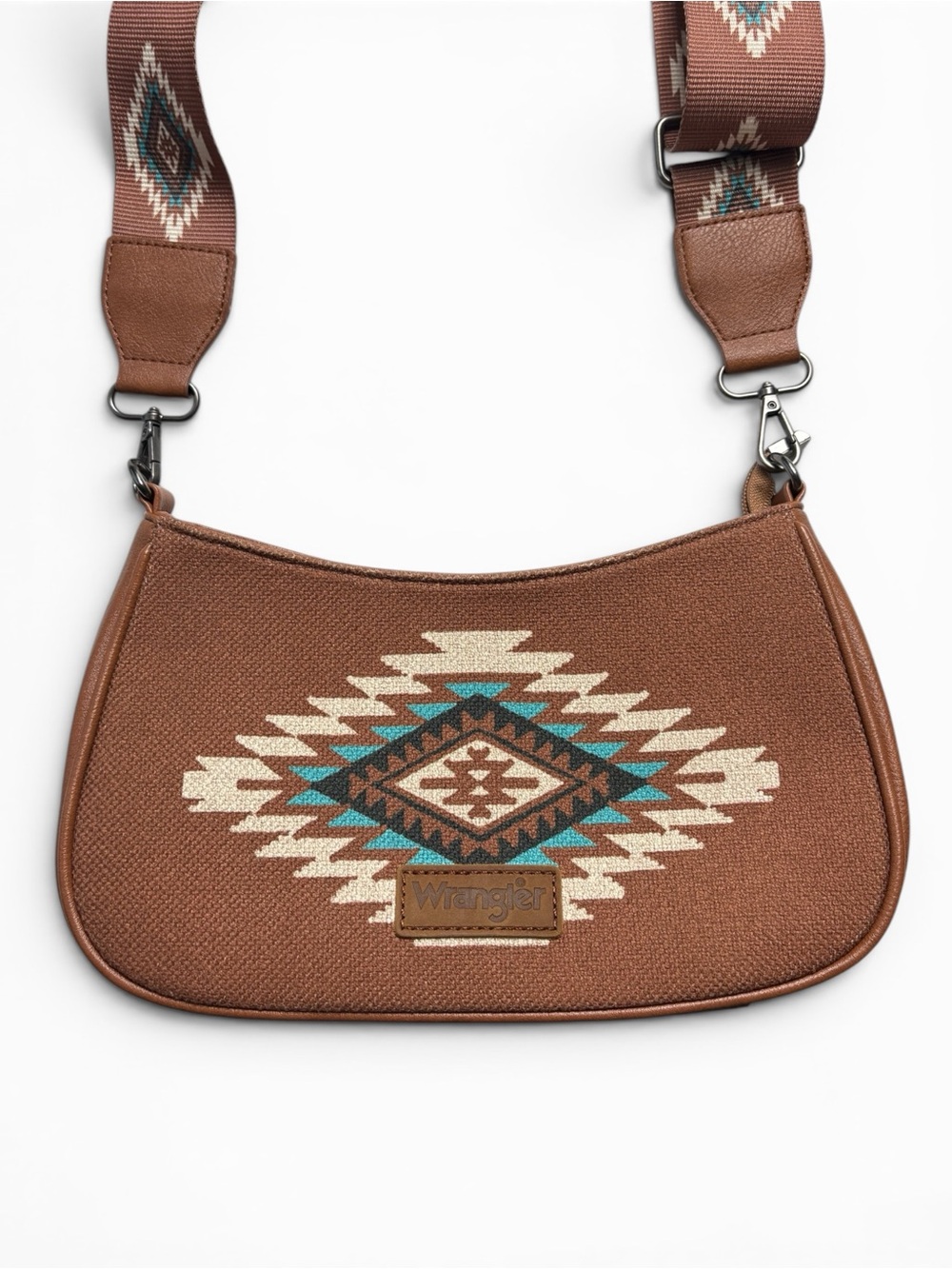 Wrangler Aztec Southwestern Crossbody Shoulder Bag Tan EUC Like New - Picture 3 of 13
